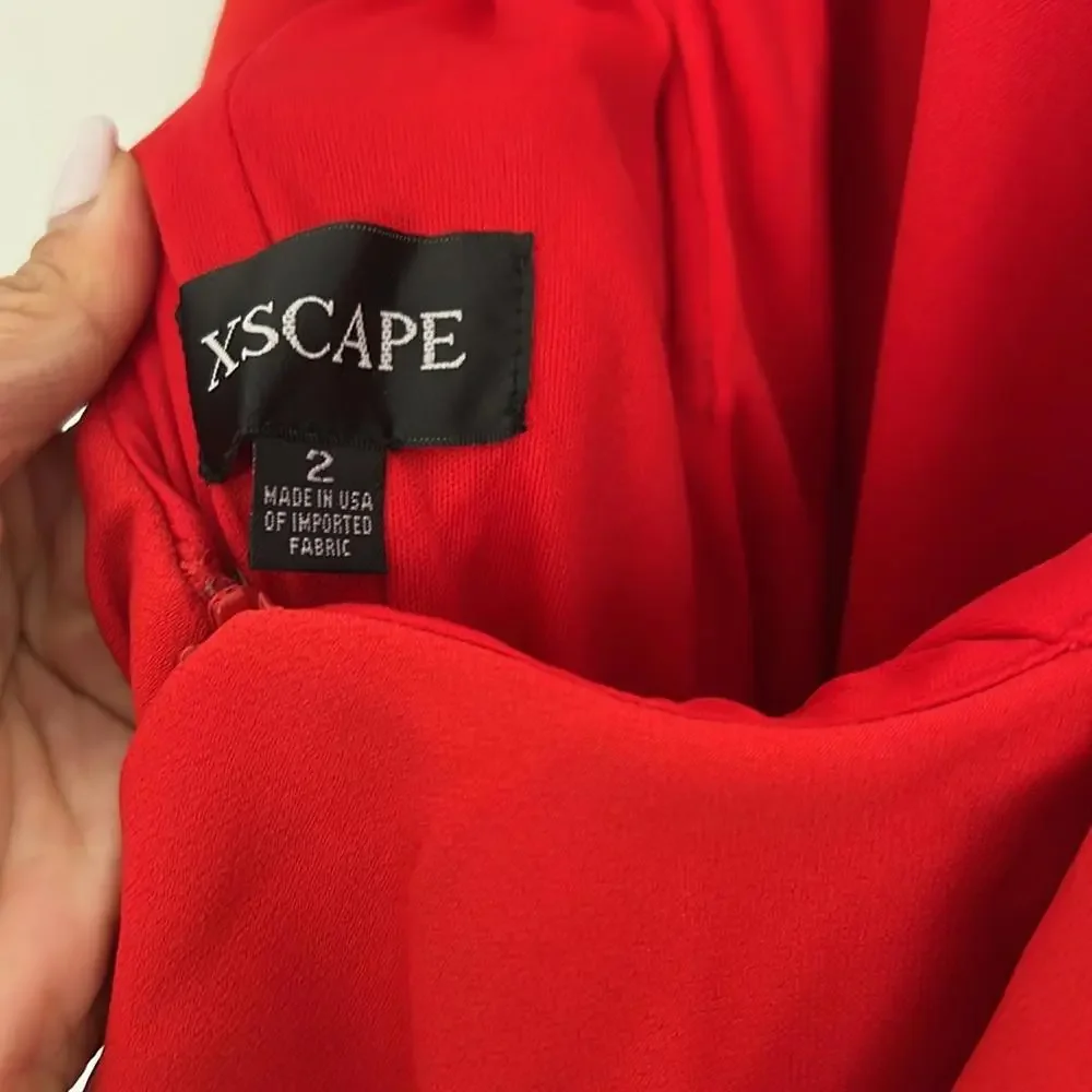 NWT Xscape Red Long Halter Low Back Maxi Dress Gown Size 2 / Small - Picture 7 of 9